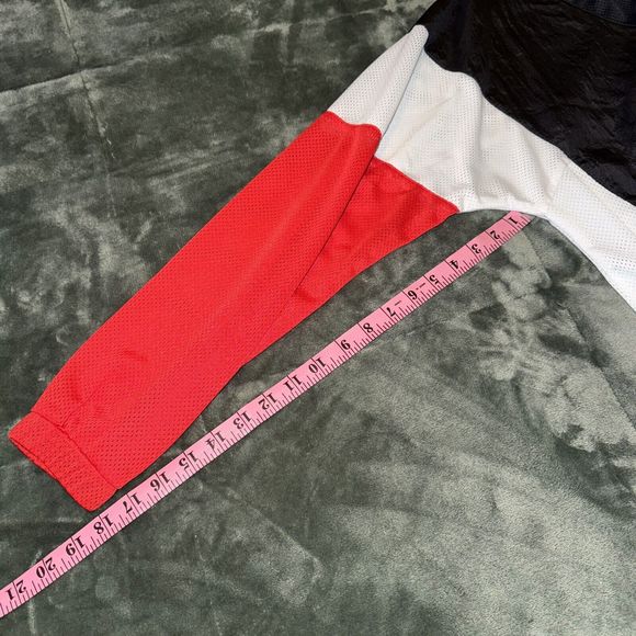 Champion Windbreaker Track Jacket Women's Large Red Black Kangaroo Pocket Hooded - Picture 7 of 10